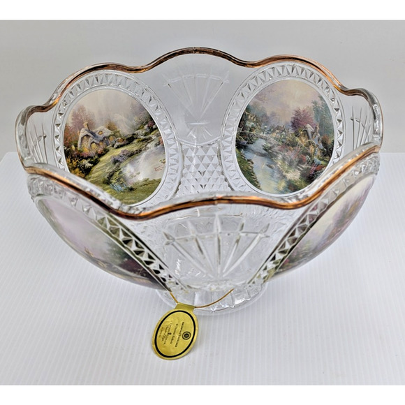 Thomas Kinkade Art Facets of Brilliance Crystal Bowl Large by Bradford Exchange